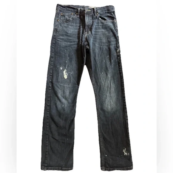 Wrangler Men’s Straight Leg Jean Dark Wash 31x32 *Paint Splattered for Work - Picture 1 of 6